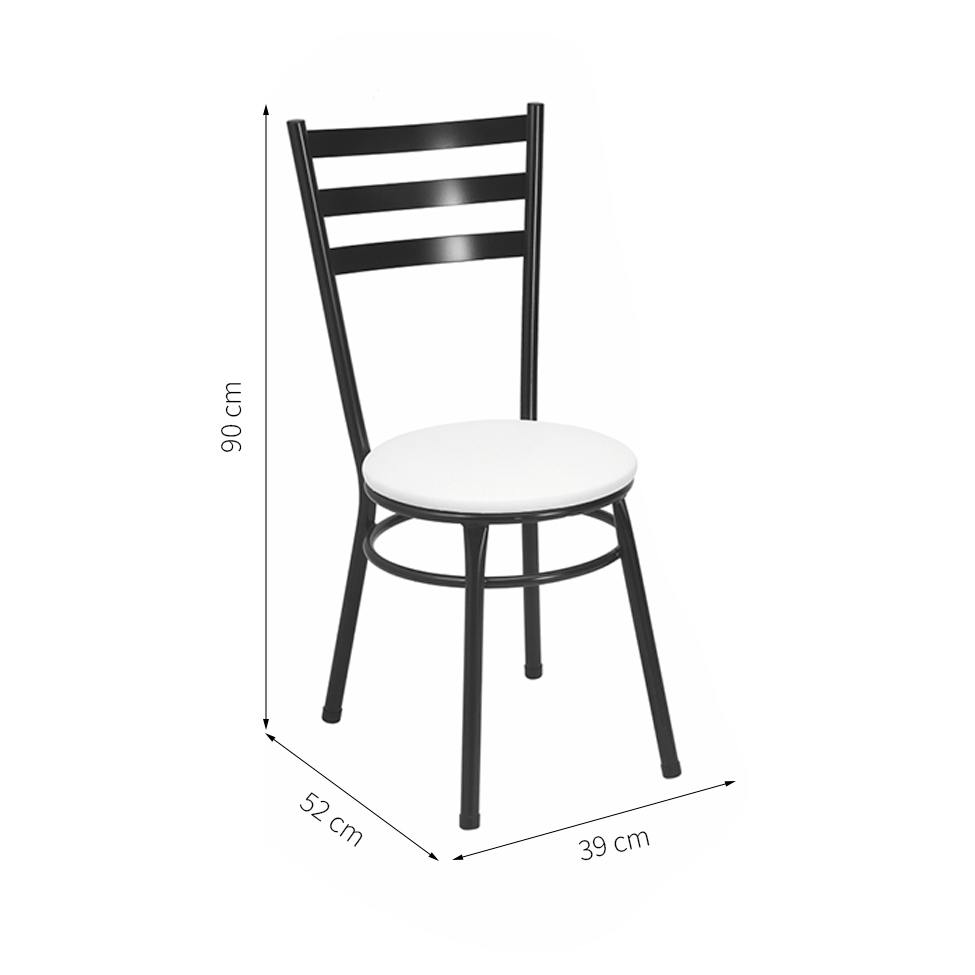Conjunto de Mesa de Jantar com 4 Cadeiras Giovana Branco e Preto