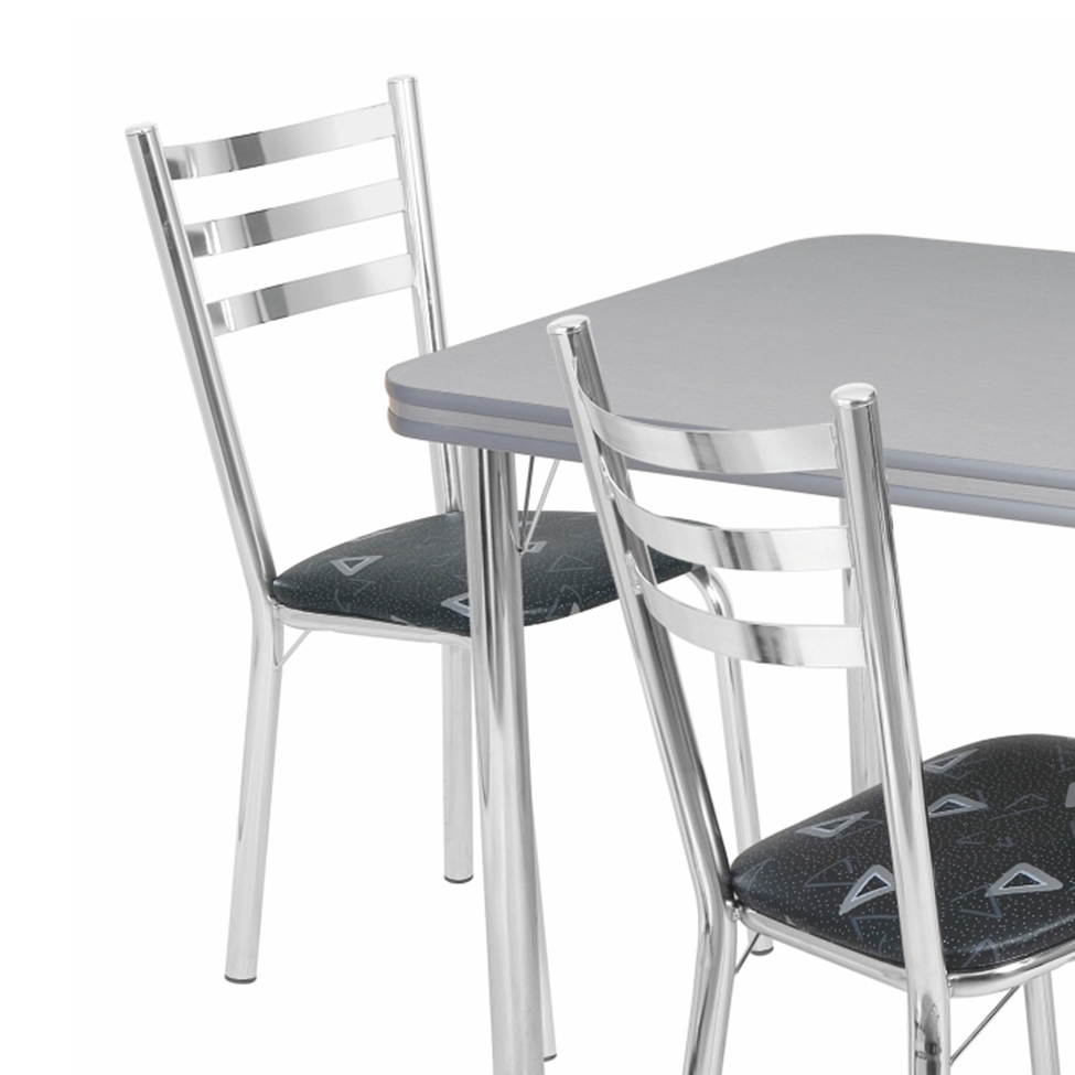 Conjunto de Mesa de Jantar com 4 Cadeiras Gisele Cromado e Preto