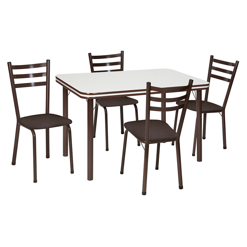Conjunto de Mesa de Jantar com 4 Cadeiras Gisele Marrom e Branco
