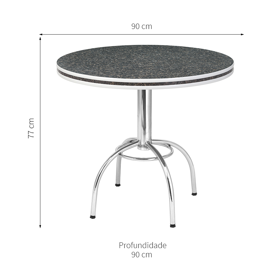 Conjunto de Mesa de Jantar com 4 Cadeiras Leandra Preto e Cromado