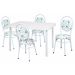 Conjunto de Mesa de Jantar com 4 Cadeiras Marta Branco e Floral