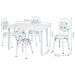 Conjunto de Mesa de Jantar com 4 Cadeiras Marta Branco e Floral