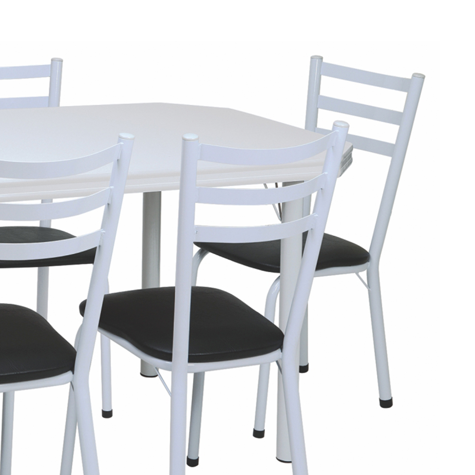 Conjunto de Mesa de Jantar com 6 Cadeiras Beatriz Preto e Branco