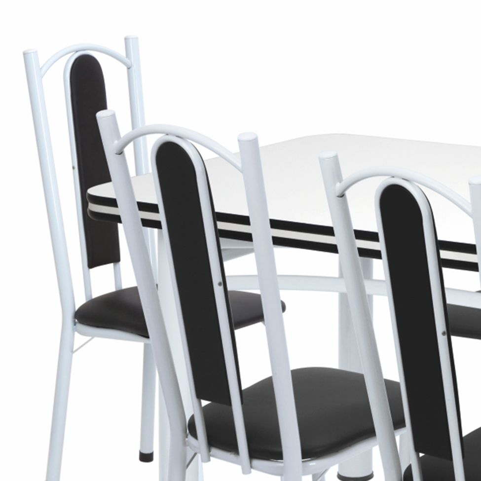 Conjunto de Mesa de Jantar com 6 Cadeiras Marina Branco e Preto