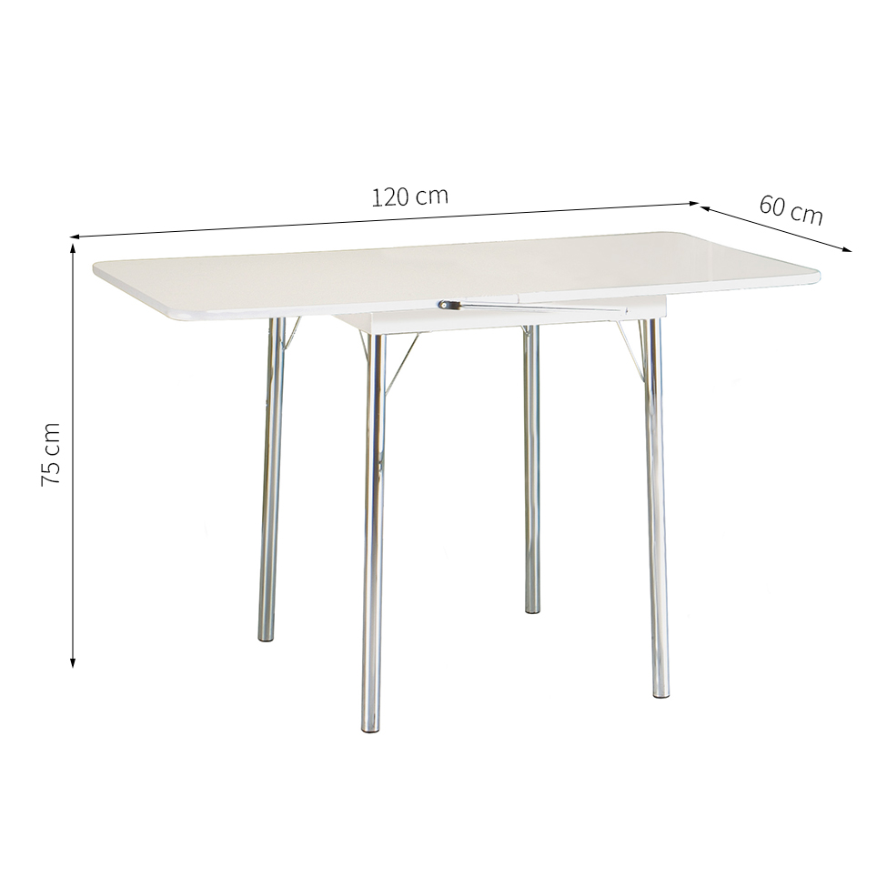 Mesa de Cozinha Dobrável Retangular Nádia Cromada 120 cm