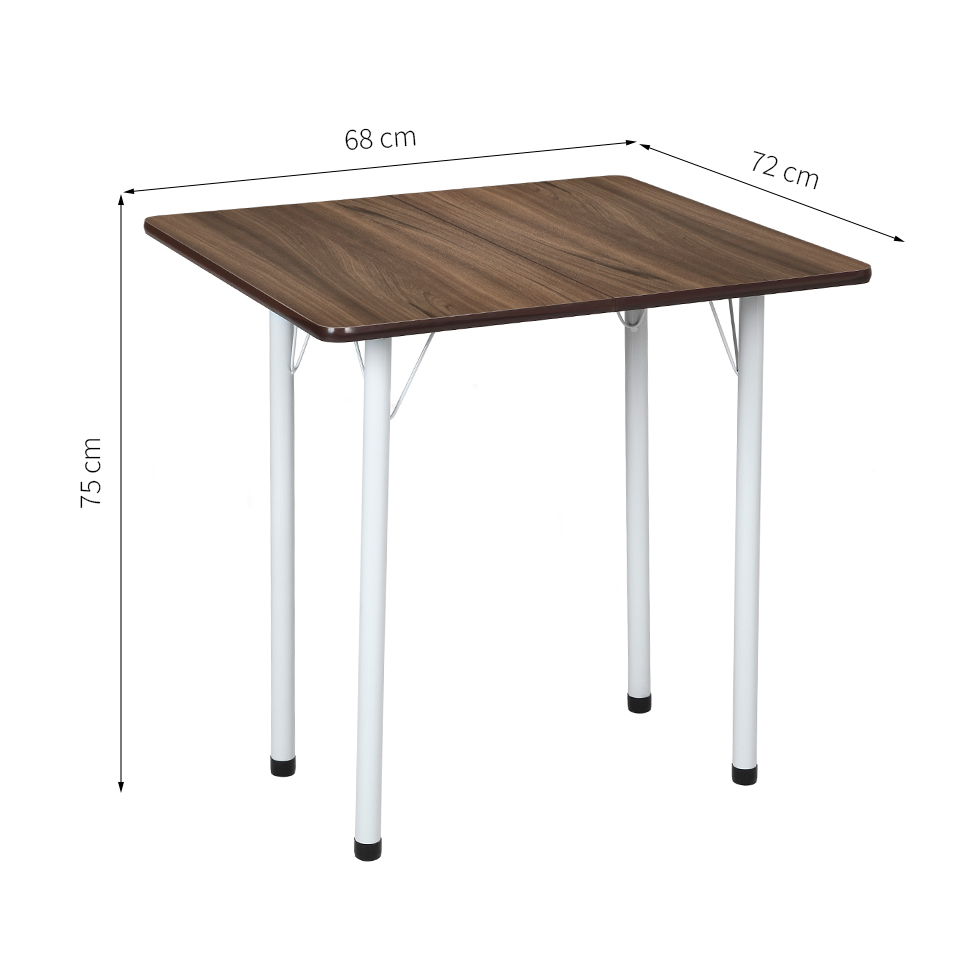 Mesa de Cozinha Dobrável Retangular Nádia Marrom e Branca 72 cm
