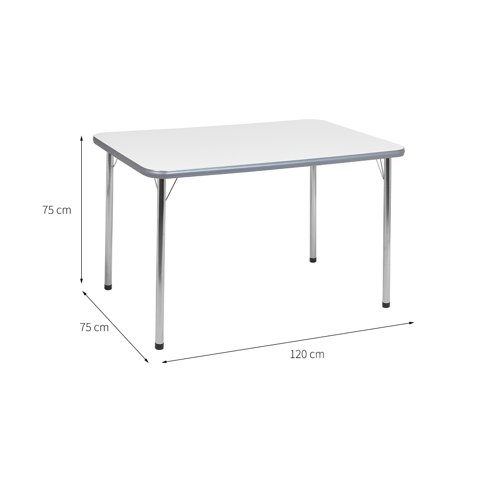 Mesa de Cozinha Retangular Carla Cromada e Branca 120 cm