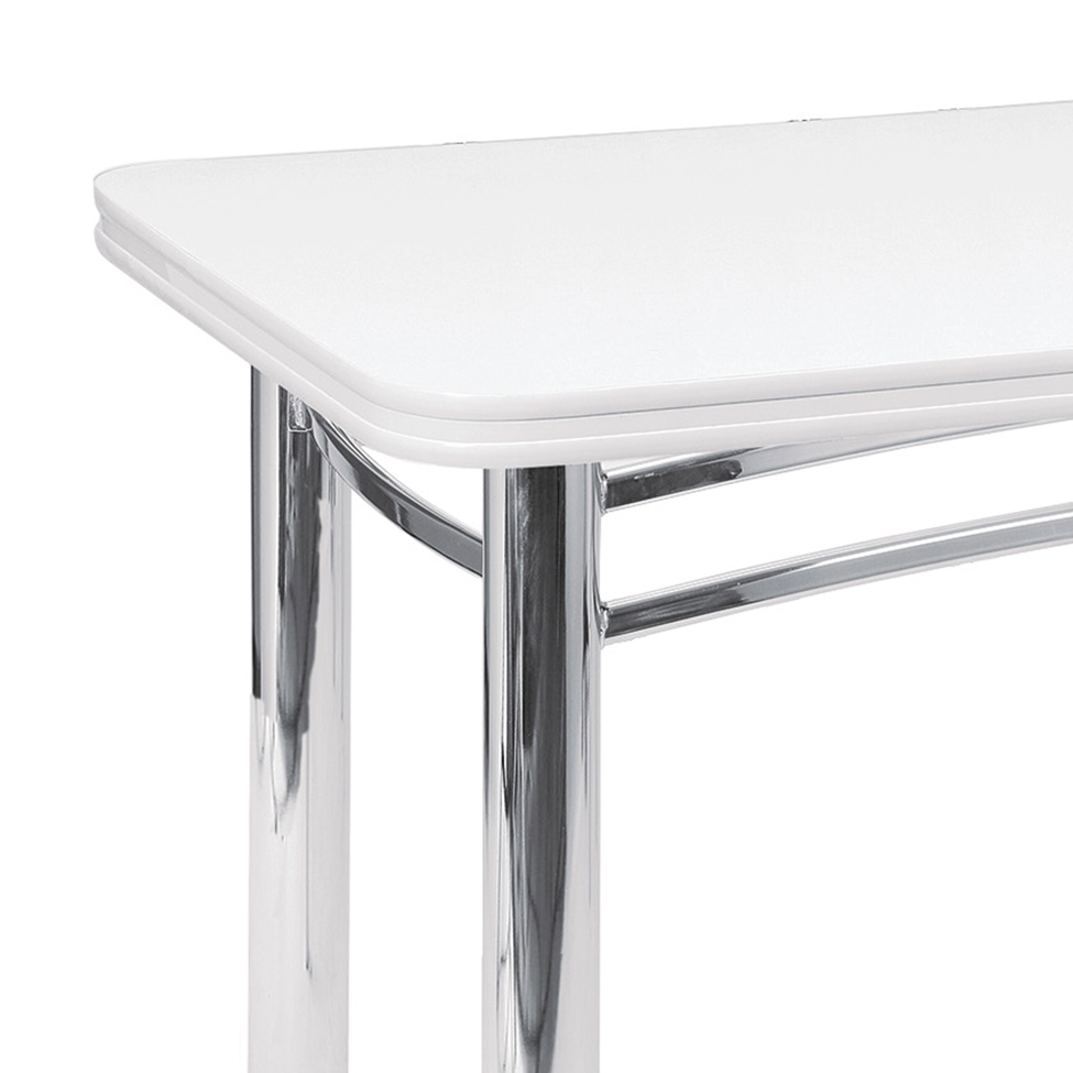 Mesa de Jantar Paula Retangular Cromada e Branca 150 cm