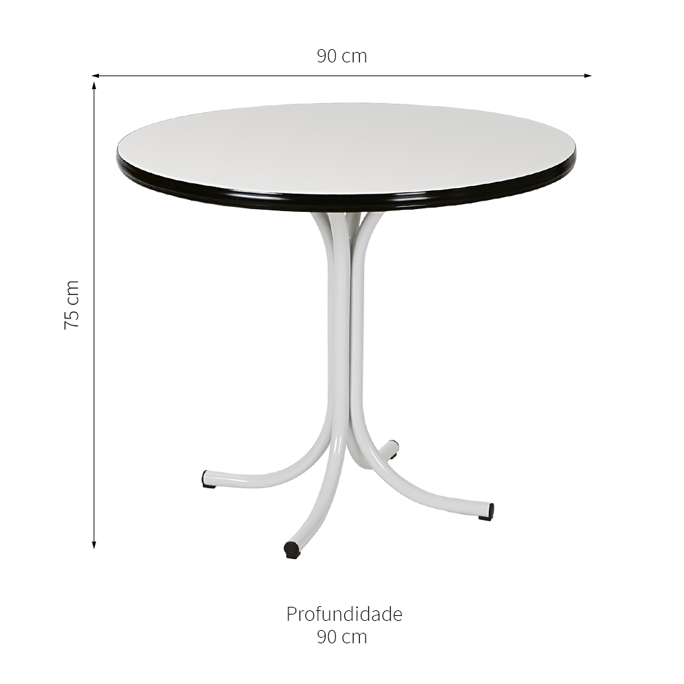Mesa de Jantar Redonda Olivia Branca 90 cm