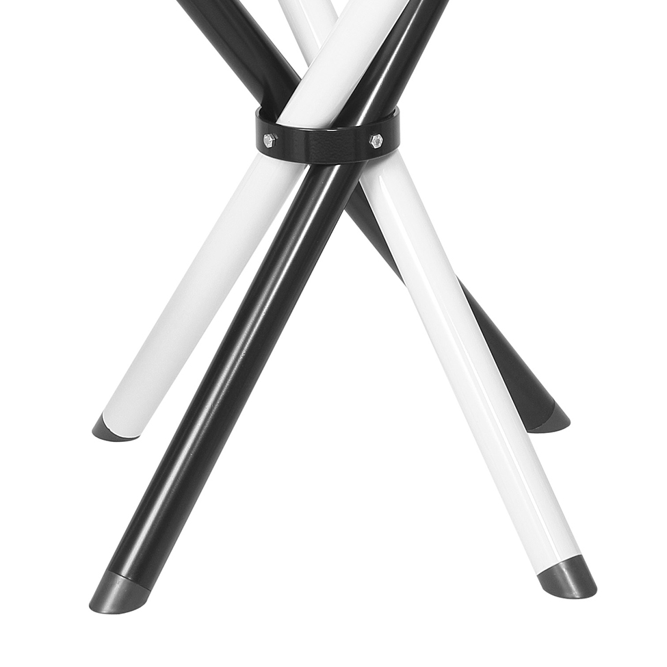 Mesa de Jantar Redonda com Tampo de Vidro Lorena Branca e Preta 90 cm