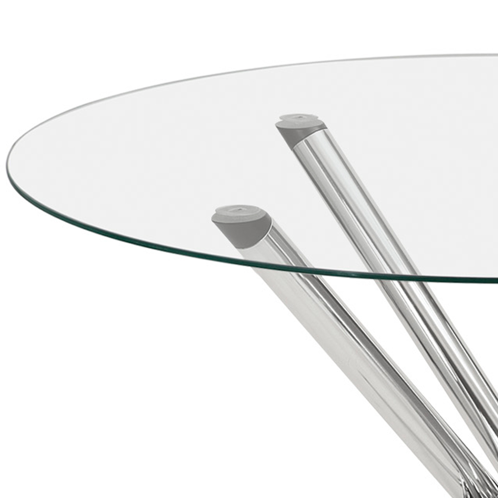 Mesa de Jantar Redonda com Tampo de Vidro Lorena Cromada 90 cm
