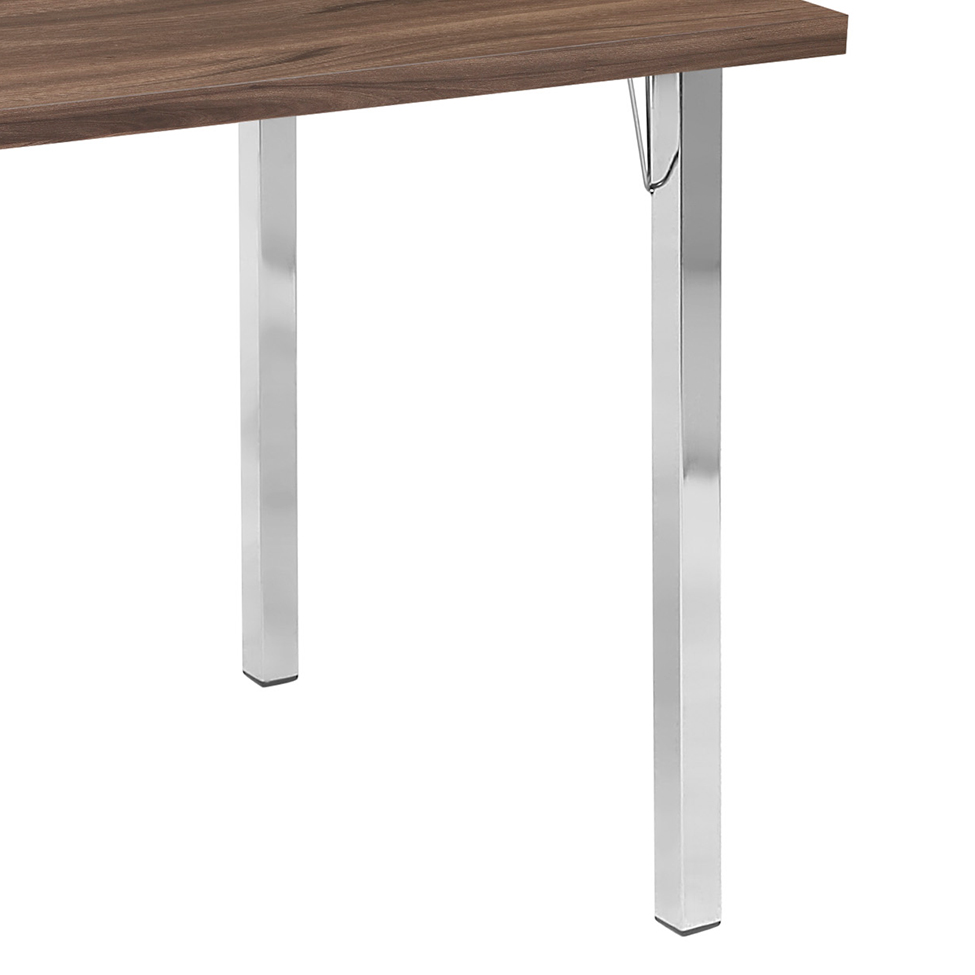 Mesa de Jantar Retangular Fabíola Cromada e Marrom 120 cm