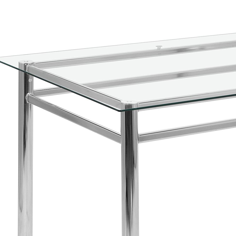 Mesa de Jantar Retangular com Tampo de Vidro Renata Cromada 120 cm