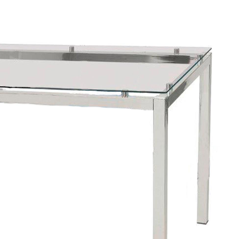 Mesa de Jantar Retangular com Tampo de Vidro Tube Cromada 120 cm