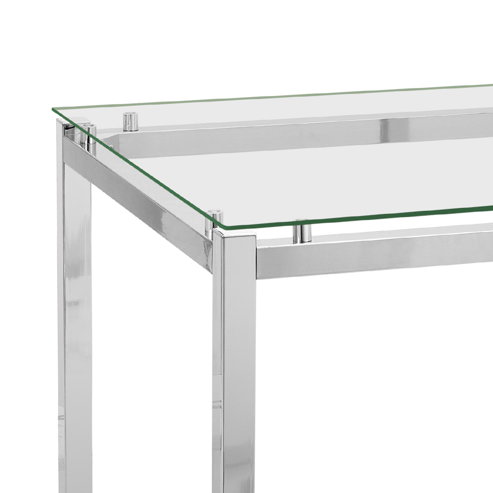 Mesa de Jantar Retangular com Tampo de Vidro Tube Cromada 80 cm