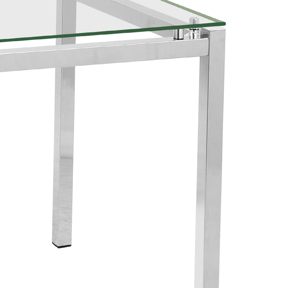 Mesa de Jantar Retangular com Tampo de Vidro Tube Cromada 80 cm