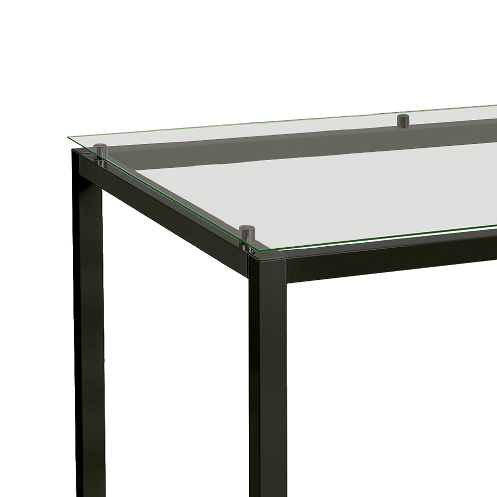 Mesa de Jantar Retangular com Tampo de Vidro Tube Preta 120 cm