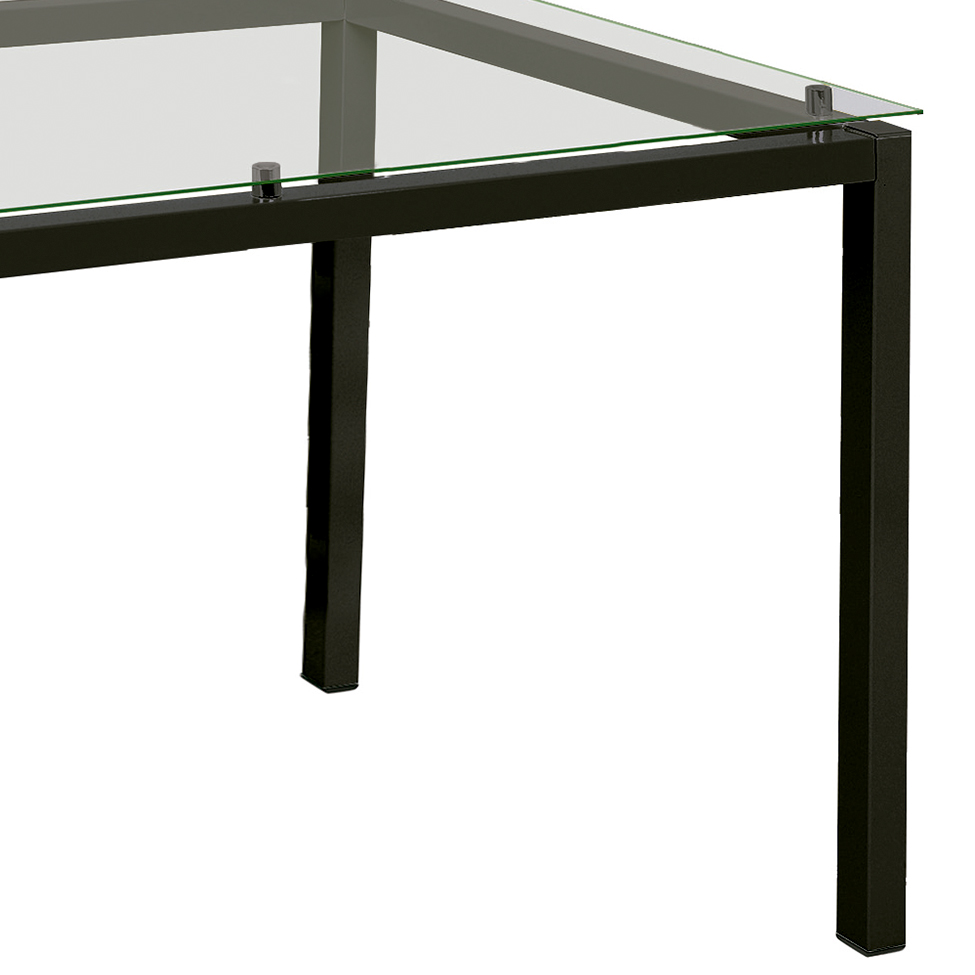 Mesa de Jantar Retangular com Tampo de Vidro Tube Preta 120 cm
