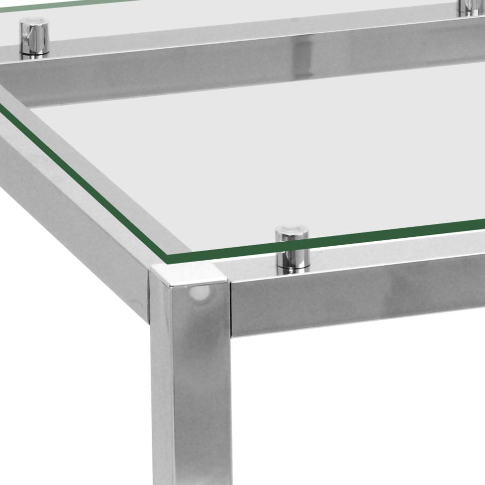 Mesa Lateral Cromada Aço Incolor