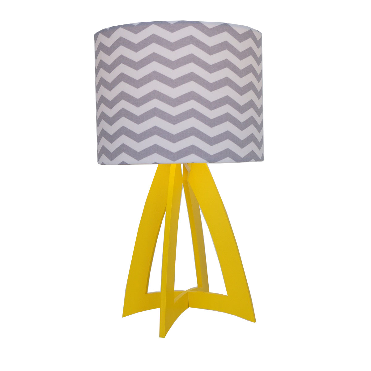 Abajur Chevron Amarelo e Cinza