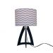 Abajur Chevron Cinza E Branco Com Base Azul Marinho