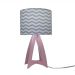Abajur Chevron Cinza E Branco Com Base Rosa Bebê