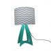 Abajur Chevron Cinza E Branco Com Base Verde Menta