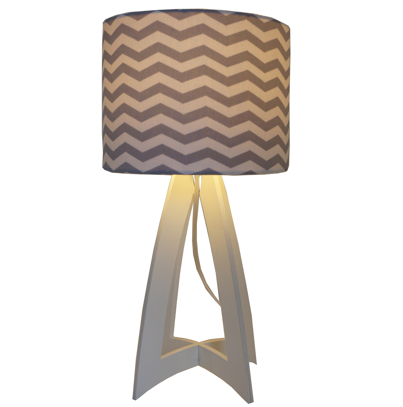 Abajur Chevron Cinza e Branco