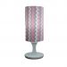 Abajur Cilíndrico Base Branca e Cúpula Chevron Rosa, Cinza e Branca Bivolt