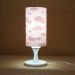 Abajur Cilíndrico Base Branca e Cúpula Tecido Nuvens Rosa e Branca Bivolt