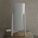Abajur Tripé Madeira Branca e Cúpula Chevron Branco 32 cm x 15 cm