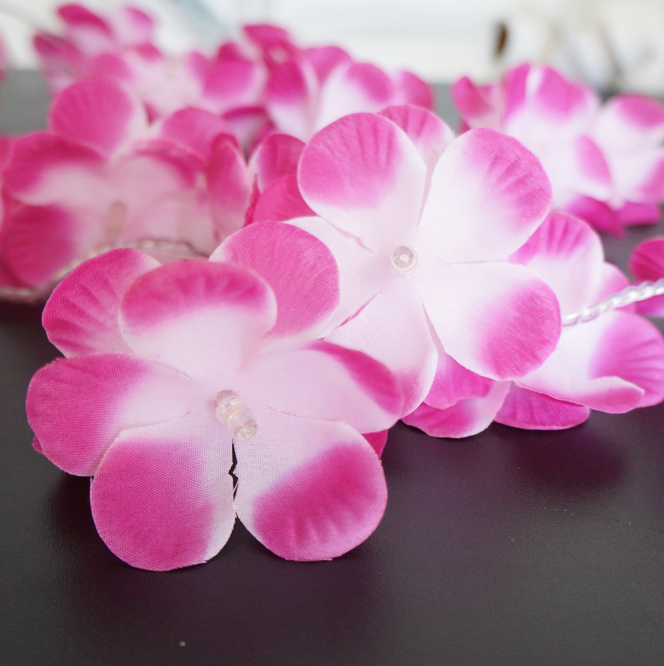 Cordão Luminoso Luz de Fada Flor Rosa e Pink Degradê