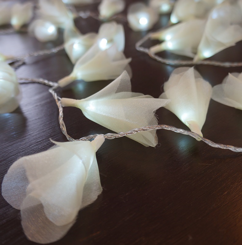 Cordão Luminoso Luz de Fada Organza Amarela 110v