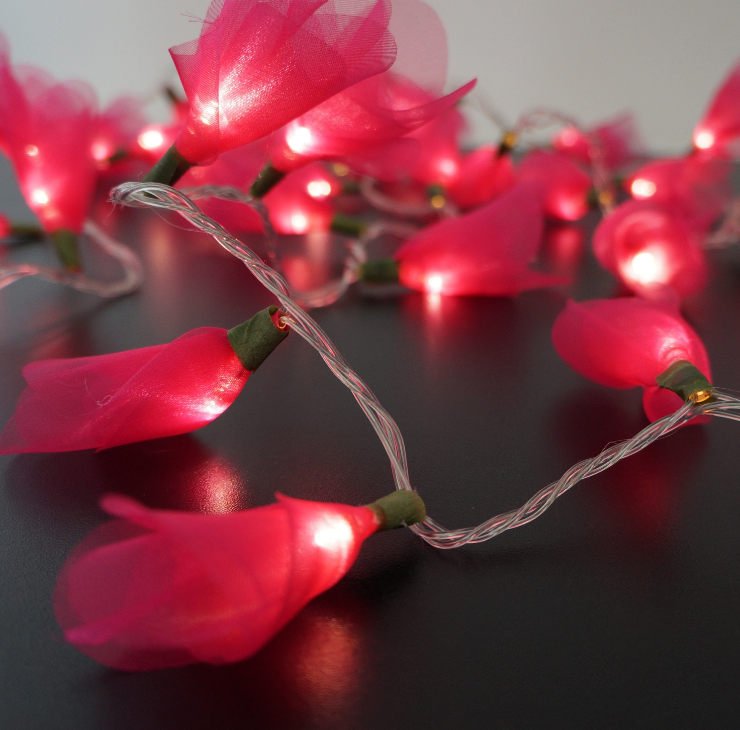 Cordão Luminoso Luz de Fada Organza Pink 110v