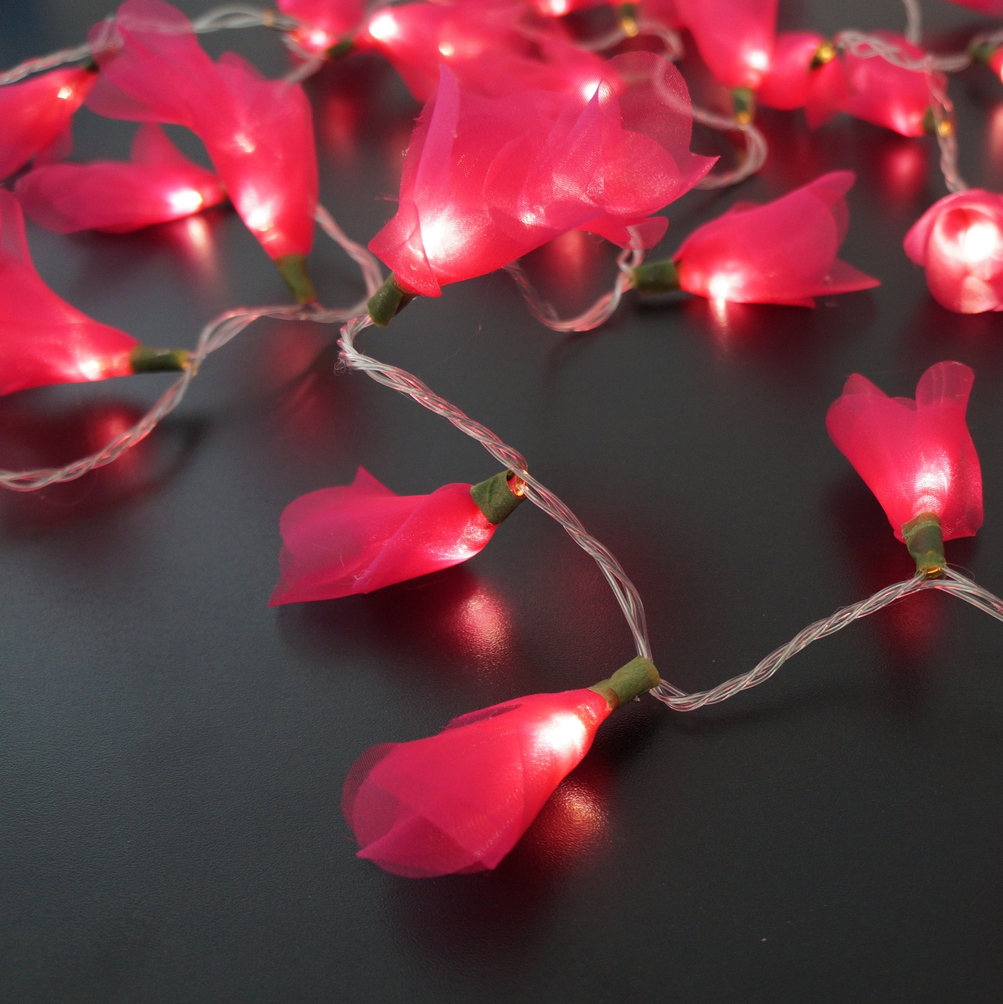 Cordão Luminoso Luz de Fada Organza Pink 110v