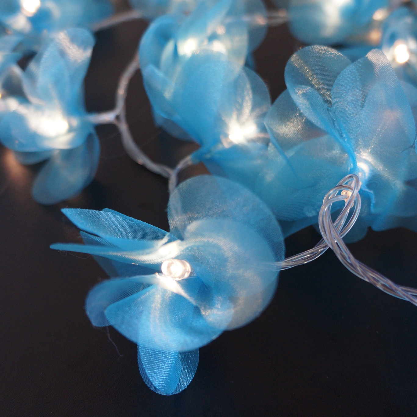 Cordão Luminoso Luz de Fada Pompom Azul 110v