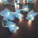 Cordão de Luz - Luz de Fada Florzinha Organza Azul à Pilha 20 Leds