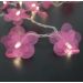 Cordão de Luz - Luz de Fada Florzinha Organza Pink à Pilha 20 Leds