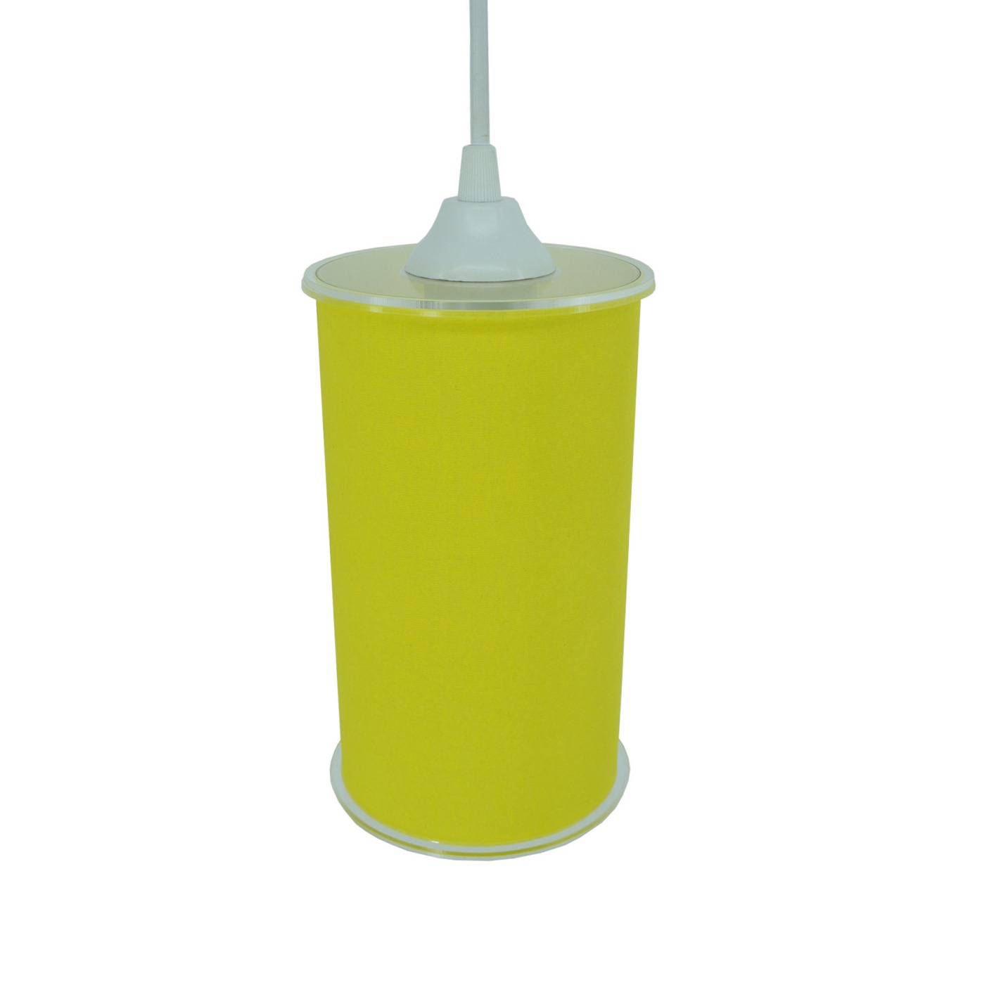 Luminária Pendente Cilíndrica Tecido Amarelo