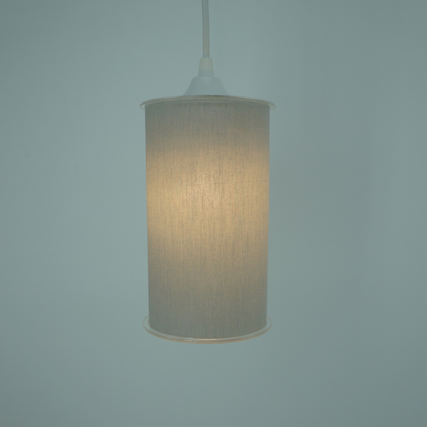Luminária Pendente Cilíndrica Tecido Cinza