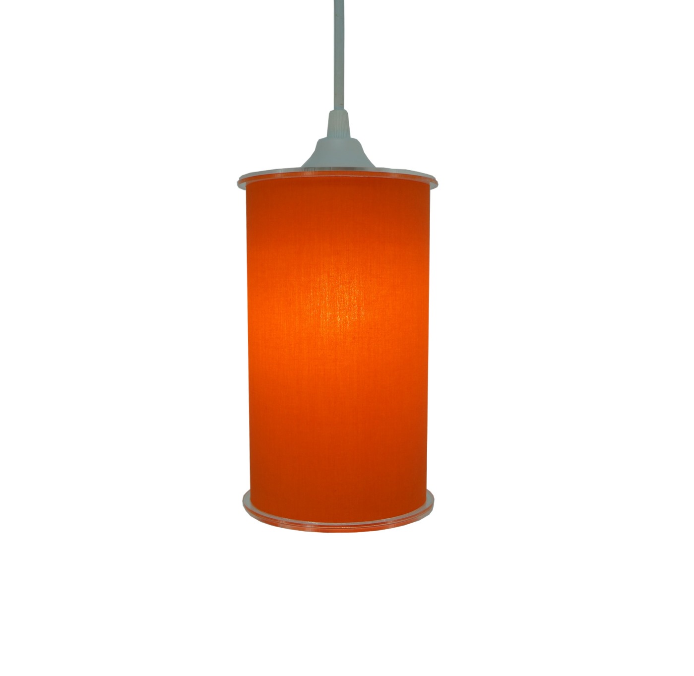 Luminária Pendente Cilíndrica Tecido Laranja
