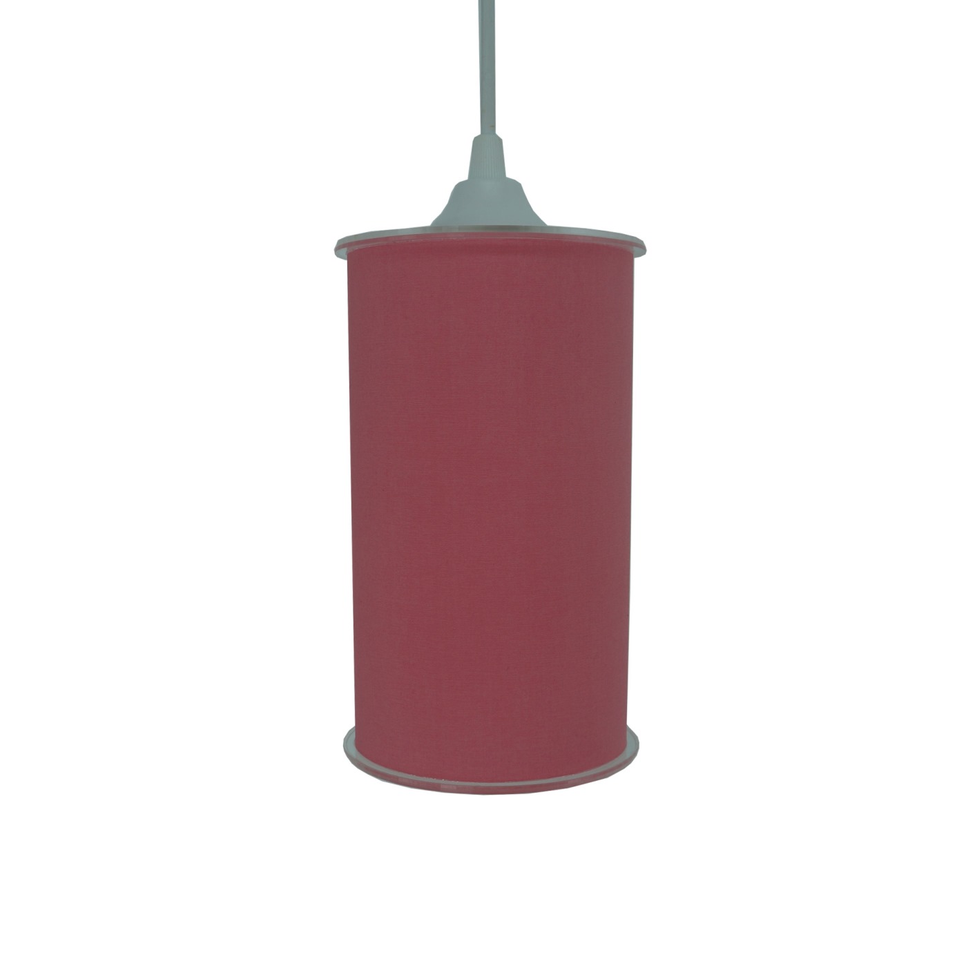 Luminária Pendente Cilíndrica Tecido Rosa