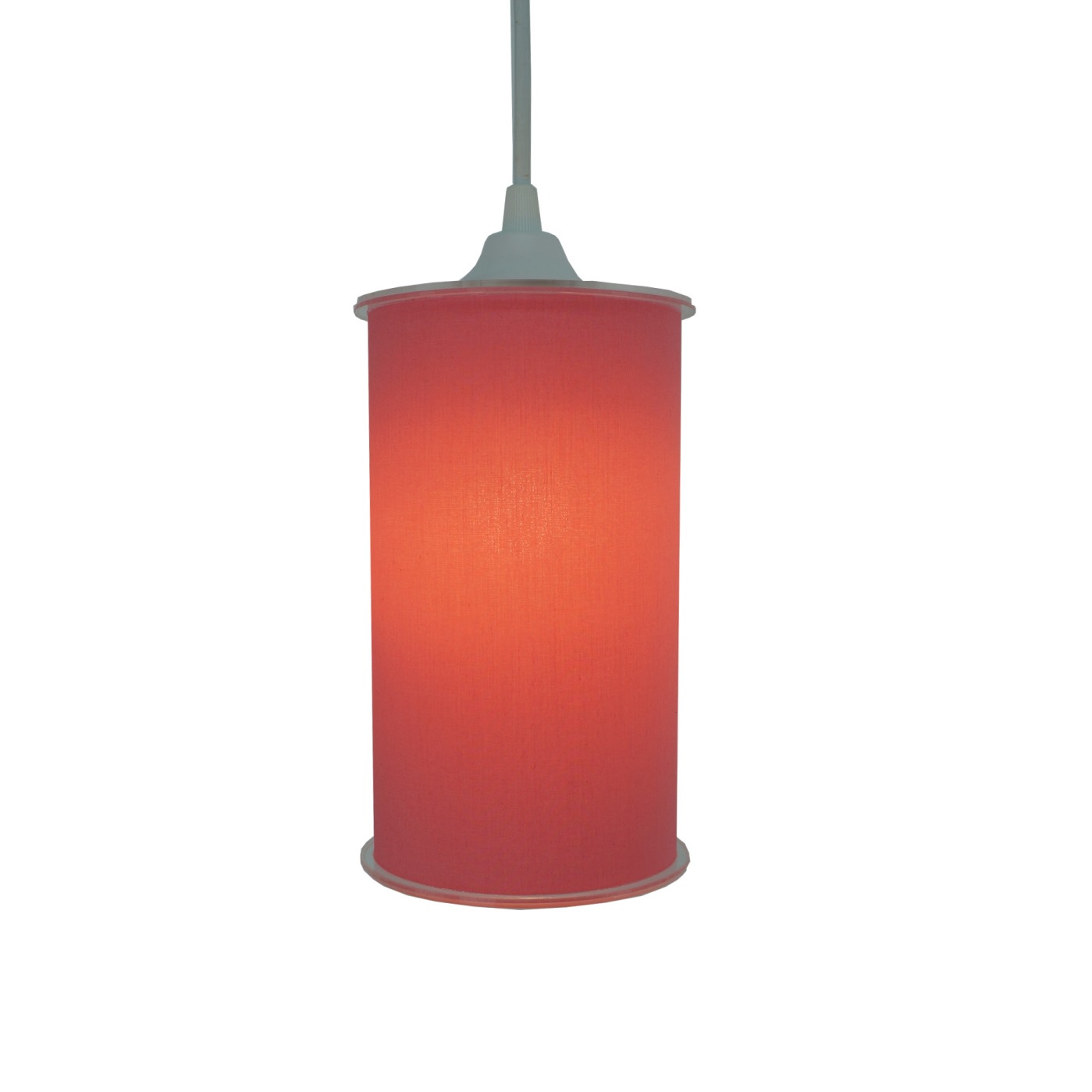 Luminária Pendente Cilíndrica Tecido Rosa