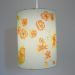 Luminária Pendente Revestida com Tecido Floral Verde e Laranja