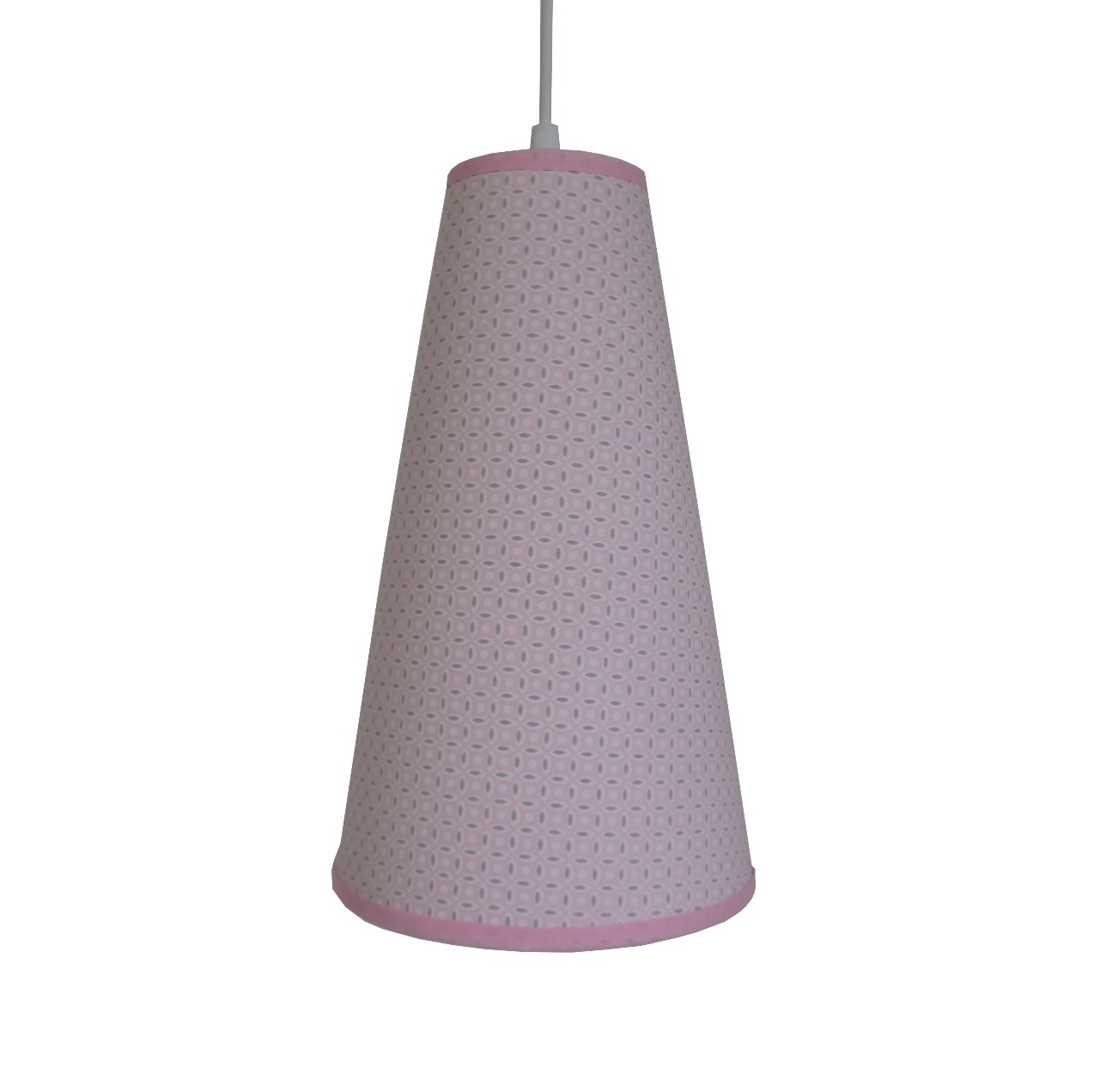 Luminária Pendente Revestido com Tecido Arabesco Rosa
