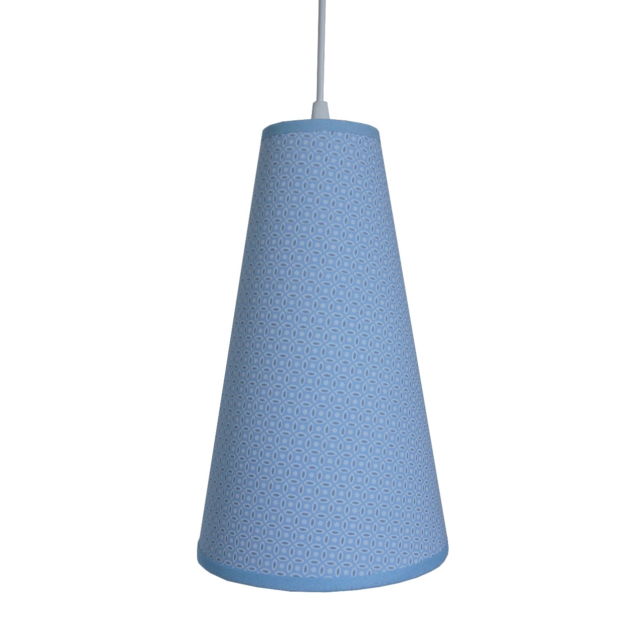 Luminária Pendente Tecido Arabesco Azul