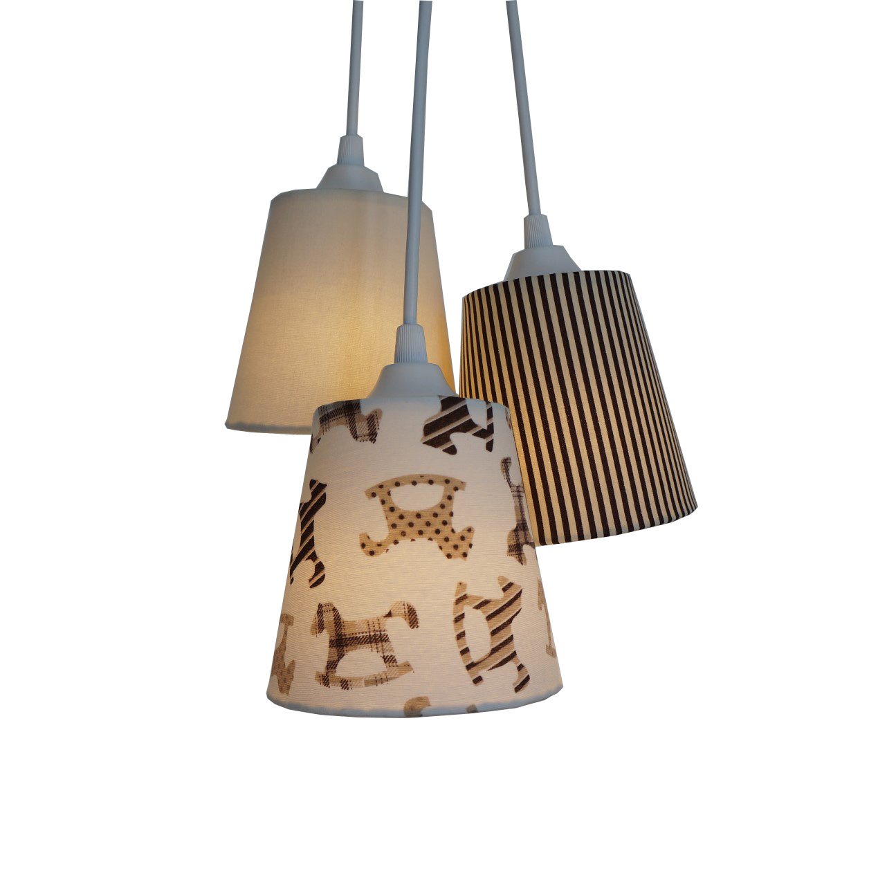 Lustre Pendente  Bebê Cavalinho Dim Dom Bege e Marrom