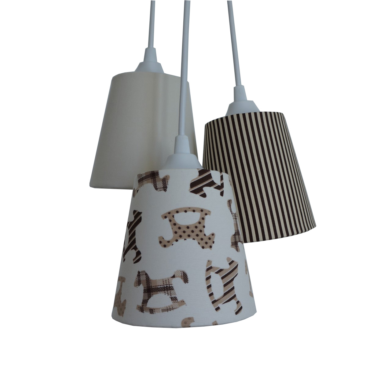 Lustre Pendente  Bebê Cavalinho Dim Dom Bege e Marrom