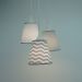 Lustre Pendente 3 Cúpulas Chevron e Arabescos Cinza e Branco