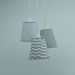Lustre Pendente 3 Cúpulas Chevron e Arabescos Cinza e Branco